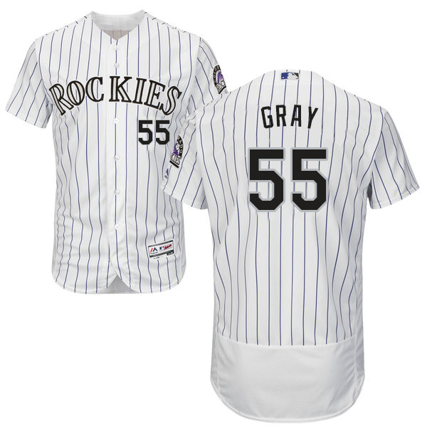 Rockies #55 Jon Gray White Strip Flexbase Authentic Collection Stitched MLB Jersey - Click Image to Close